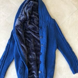 Blue knit cardigan